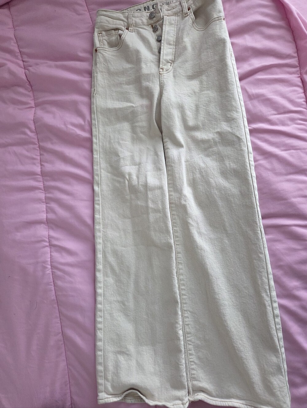 High-Rise Cream Wide-Leg Women’s Jeans